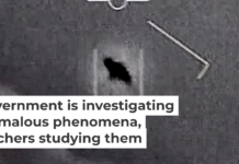 A famous UAP video shows an unexplained object as it soars high along the clouds, traveling against the wind. Department of Defense via AP